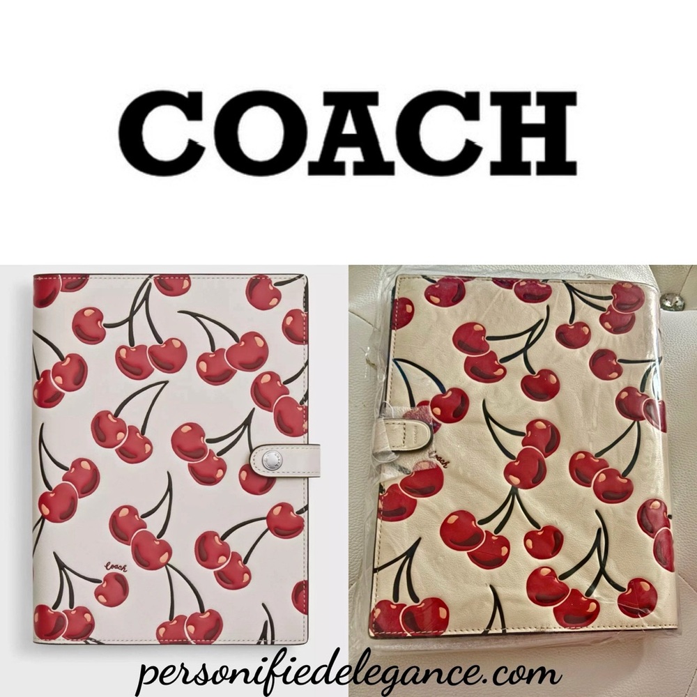 NEW Coach Limited Edition Cherry Print Chalk Multi Leather Notebook Journal